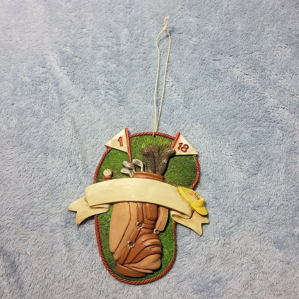 Vintage Golf Bag Christmas Ornament Blank Banner Personalizable Resin Sports 4